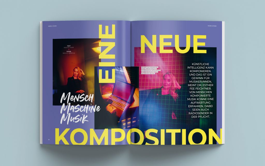 Doppelseite "Mensch, Maschine, Musik" aus dem XPLR: Media Magazine N° 4